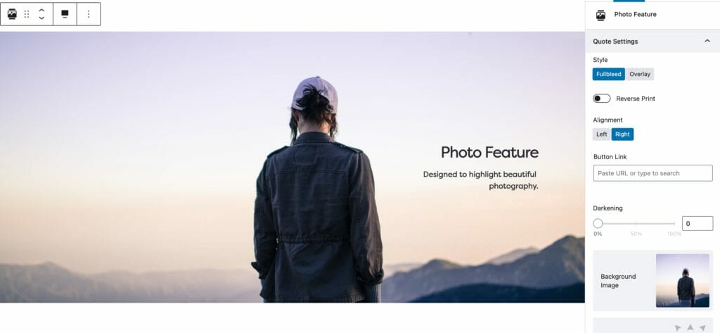 Photo feature with text aligned right.