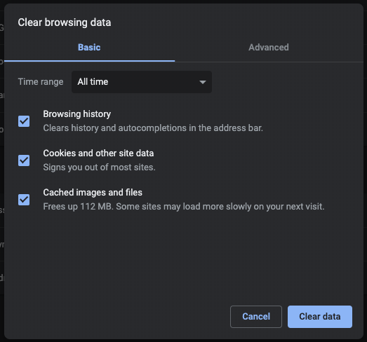 Google Chrome for desktop cache clearing procedure - Basic section