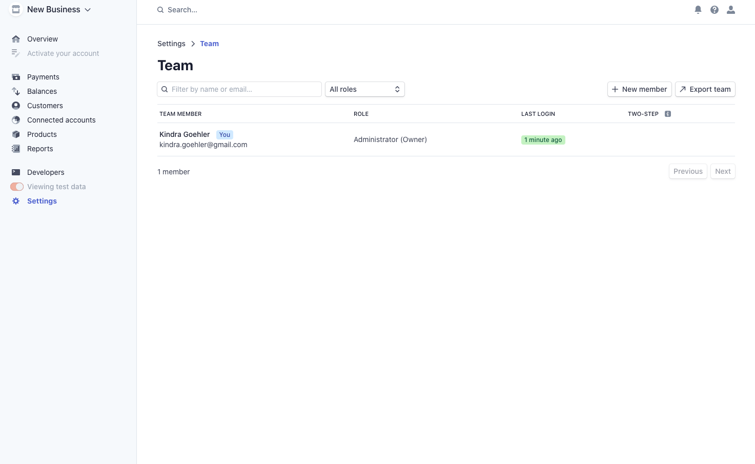 Stripe Team Accounts