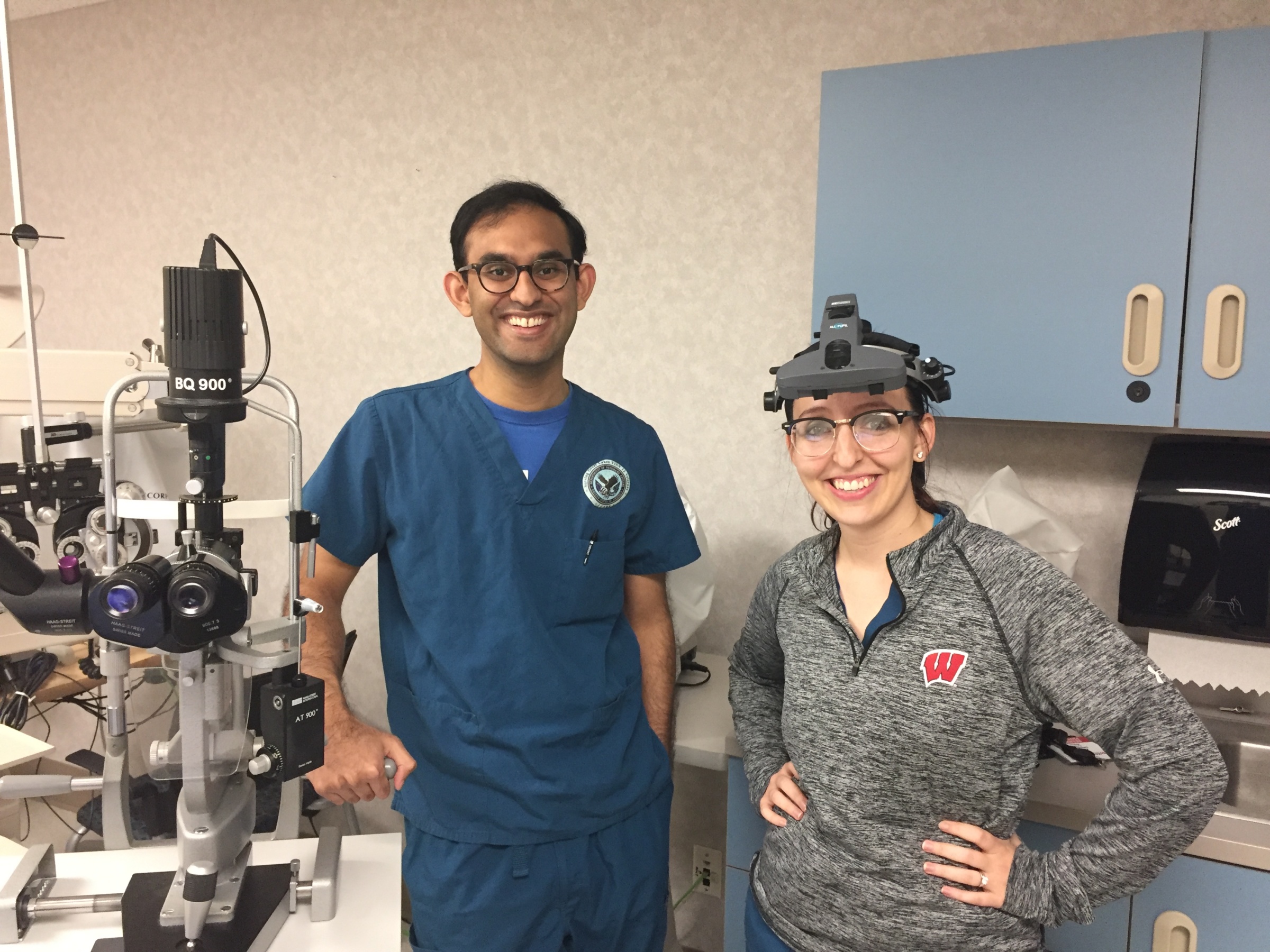 Drs. Chintan Pathak and Katherine Dalzotto in clinic.