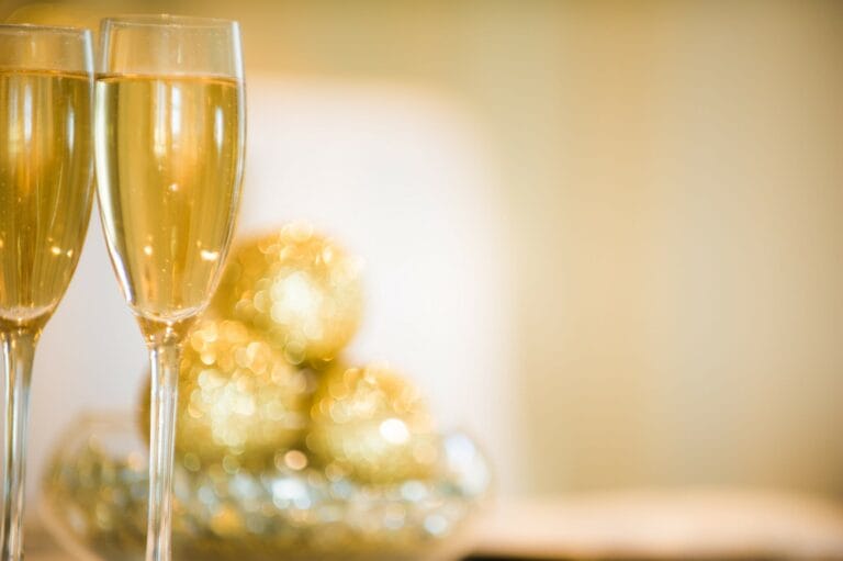 Up Close View of Champagne on a Festive Table