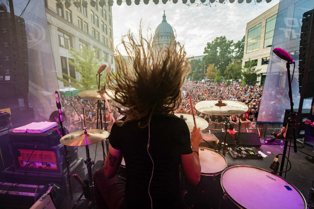 Three stages rock the Capitol Square during Taste of Madison, featuring dozens of acts during Saturday and Sunday of Labor Day weekend. (Photo credit: Focal Flame Photography)