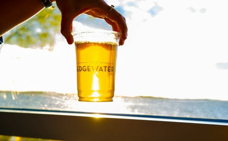 Beer In Front of Lake Mendota Sunset
